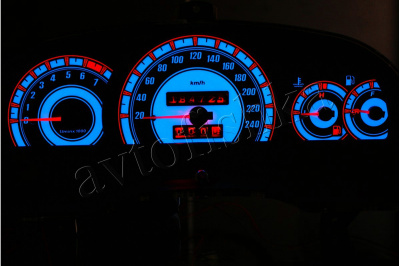 Opel Astra F светодиодные шкалы (циферблаты) на панель приборов - дизайн 3